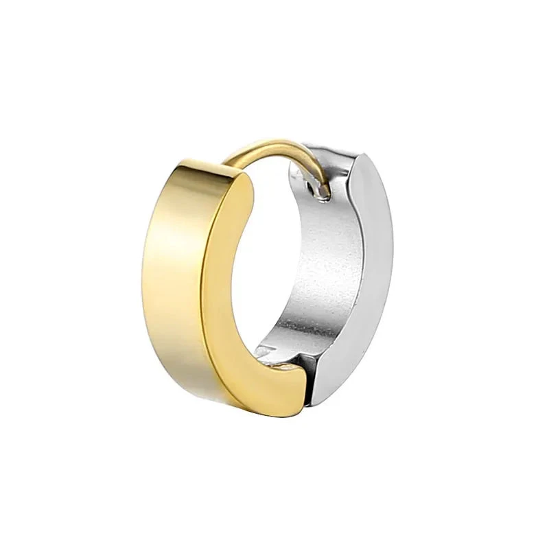 1-Piece-Simple-Style-Geometric-Color-Block-Polishing-Plating-Stainless-Steel-Hoop-Earrings Σκουλαρίκια ατσάλι συνδυασμός ασημί-χρυσού-EA488 - Image 1