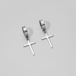 Σκουλαρίκια ασημί ατσάλι σταυρός-EA495 - Image 2
