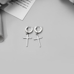 Σκουλαρίκια ασημί ατσάλι σταυρός-EA495 - Image 3