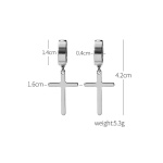 Σκουλαρίκια ασημί ατσάλι σταυρός-EA495 - Image 4