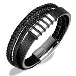 Βραχιόλι πλεκτό συνθετικό δέρμα με μεταλλική λεπτομέρεια-BR194