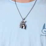 Κολιέ αντρικό κράνος ασημί ατσάλι-NE049 - Image 3