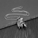 Κολιέ αντρικό κράνος ασημί ατσάλι-NE049 - Image 2