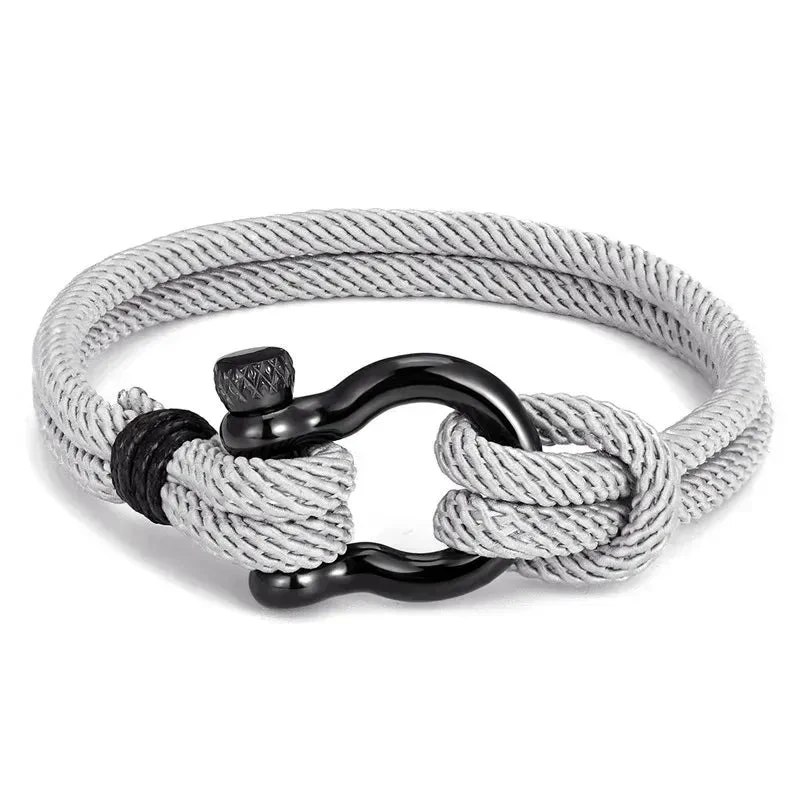 Fashion-Solid-Color-Stainless-Steel-Braid-Men-S-Bracelets.jpg-2 Βραχιόλι με ατσάλι και γκρι λάστιχο -BR029 - Image 1