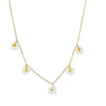 Κολιέ αλυσίδα με 5 μαργαρίτες - NE446 - Image 3