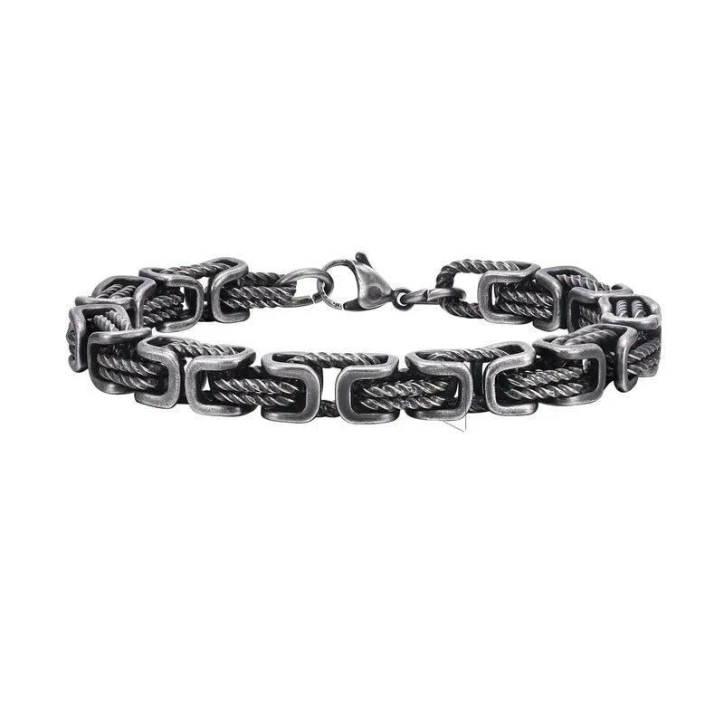 Simple-Style-Geometric-201-Stainless-Steel-Men-s-Bracelets_1 Βραχιόλι ανδρικό ατσάλι με όψη σίδερου-BR095 - Image 1