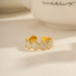 Δαχτυλίδι από επιχρυσωμένο ατσάλι με μαργαρίτες - R115 - Image 2