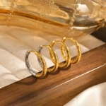 Σκουλαρίκια χρυσο και ατσάλι στρόγγυλα-EA273 - Image 4