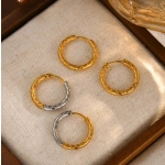 Σκουλαρίκια χρυσο και ατσάλι στρόγγυλα-EA273 - Image 3