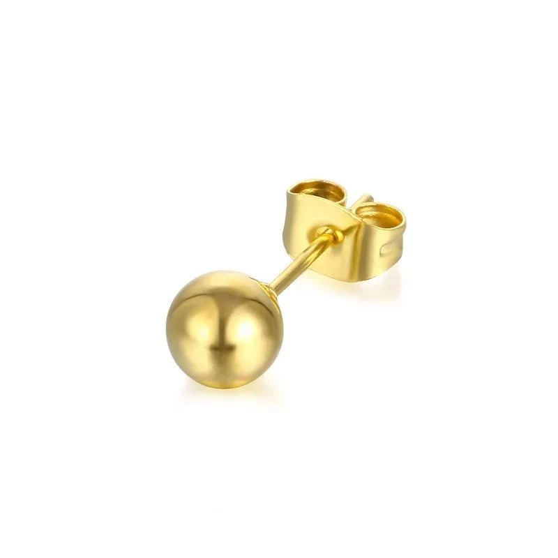 1-Piece-Simple-Style-Solid-Color-Stainless-Steel-Ear-Studs_2 Σκουλαρίκι μονό χρυσό στρόγγυλο-EA430 - Image 1