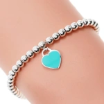 Βραχιόλι ατσάλι με γαλάζια καρδιά-BR004 - Image 2