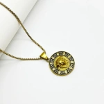 Κολιέ χρυσό ατσάλι με μενταγιόν μέδουσα-NE177 - Image 2