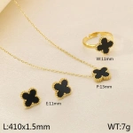 Σετ κοσμημάτων επιχρυσωμένο ατσάλι με μαύρους στρόγγυλους σταυρούς-SET031 - Image 4