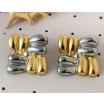 Σκουλαρίκια επιχρυσωμένο ατσάλι με ασημί-EA459 - Image 2