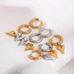 Σκουλαρίκια ατσάλι ασημί μυτερή καρδιά-EA579 - Image 4