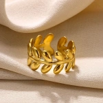 Δαχτυλίδι με φύλλα από ατσάλι - R226 - Image 2