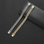 Βραχιόλι αντρικό ασημί φαρδιά αλυσίδα με κρύσταλλα-BR247 - Image 2