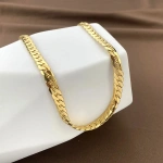 Κολιέ χρυσό ατσάλι απλή αλυσίδα-NE064 - Image 2