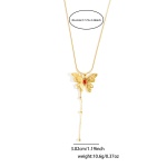 τσάλινο σετ με κολιέ και σκουλαρίκια με χρυσές πεταλούδες - SET069 - Image 3