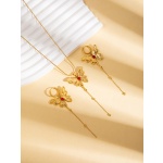 τσάλινο σετ με κολιέ και σκουλαρίκια με χρυσές πεταλούδες - SET069 - Image 4