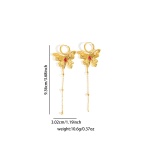 τσάλινο σετ με κολιέ και σκουλαρίκια με χρυσές πεταλούδες - SET069 - Image 2