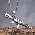 Κολιέ ατσάλι με μενταγιόν όπλο-NE054 - Image 3