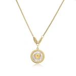 Σετ κολιέ και σκουλαρίκια χρυσό-λευκό μέδουσα-SET038 - Image 4