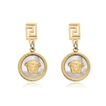 Σετ κολιέ και σκουλαρίκια χρυσό-λευκό μέδουσα-SET038 - Image 3