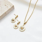 Σετ κολιέ και σκουλαρίκια χρυσό-λευκό μέδουσα-SET038 - Image 2