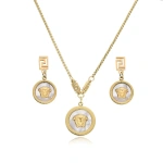 Σετ κολιέ και σκουλαρίκια χρυσό-λευκό μέδουσα-SET038