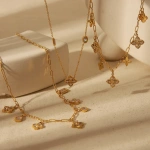 Κολιέ επιχρυσωμένο ατσάλι με σταυρούς zircon-NE198 - Image 3