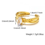 Δαχτυλίδι επιχρυσωμένο ατσάλι με πέτρα και πλεκτά στοιχεία-R140 - Image 3