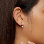 Σκουλαρίκια ασημί S925 κρίκος με zircon-EA525 - Image 2