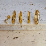 Σκουλαρίκια επιχρυσωμένο ατσάλι σετ 5 ζευγράρια-EA577 - Image 2