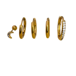 Σκουλαρίκια επιχρυσωμένο ατσάλι σετ 5 ζευγράρια-EA577