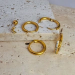 Σκουλαρίκια επιχρυσωμένο ατσάλι σετ 5 ζευγράρια-EA577 - Image 4