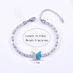 Βραχιόλι ατσάλι με κρύσταλλα και γαλάζια πεταλούδα-BR293 - Image 3