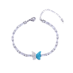 Βραχιόλι ατσάλι με κρύσταλλα και γαλάζια πεταλούδα-BR293