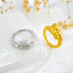 Δαχτυλίδι χρυσό κράμα με υφή σελήνης-R051 - Image 4