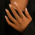 Δαχτυλίδια σετ χρυσό ατσάλι σε τρία σχέδια-R054 - Image 4