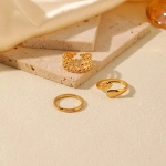 Δαχτυλίδια σετ χρυσό ατσάλι σε τρία σχέδια-R054 - Image 3