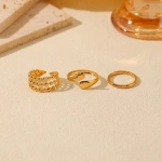 Δαχτυλίδια σετ χρυσό ατσάλι σε τρία σχέδια-R054 - Image 2