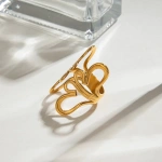 Δαχτυλίδι χρυσό ατσάλι ανοιχτό λουλούδι-R078 - Image 4