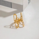 Δαχτυλίδι χρυσό ατσάλι ανοιχτό λουλούδι-R078 - Image 3