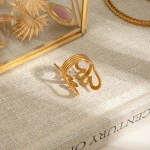 Δαχτυλίδι χρυσό ατσάλι ανοιχτό λουλούδι-R078 - Image 2