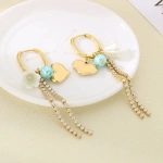 Σκουλαρίκια επιχρυσωμένο ατσάλι με καρδιά λουλούδι και κρύσταλλους-EA268 - Image 3