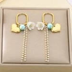 Σκουλαρίκια επιχρυσωμένο ατσάλι με καρδιά λουλούδι και κρύσταλλους-EA268 - Image 2