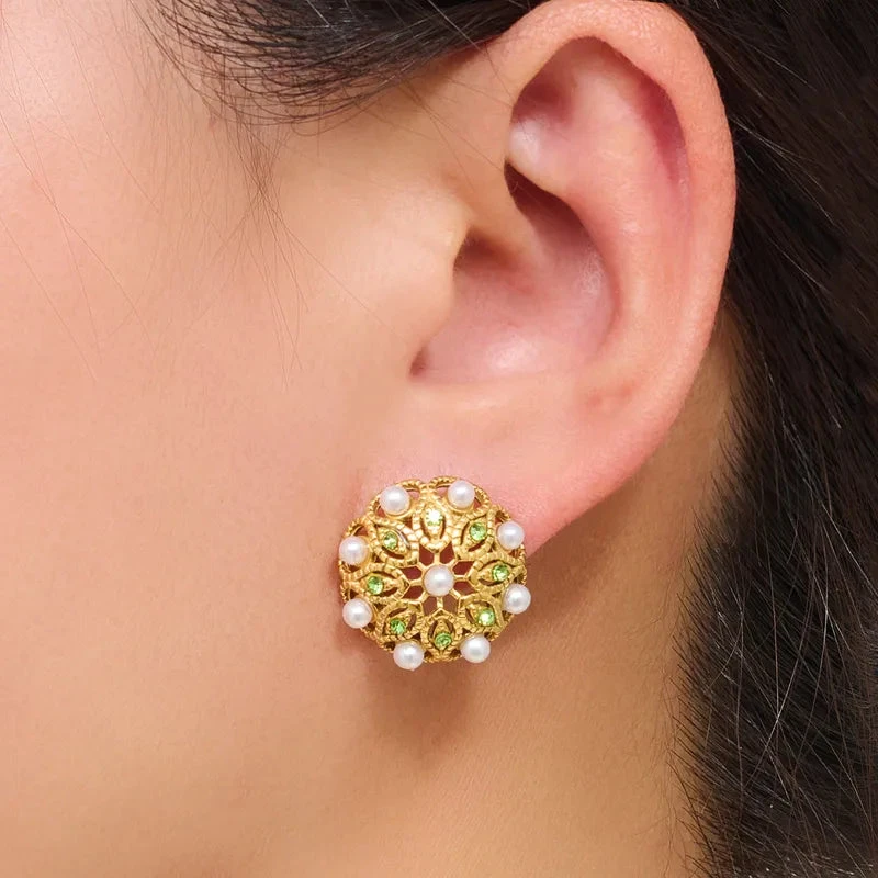 Σκουλαρίκια επιχρυσωμένο ατσάλι με πέρλες και πετράδια-EA501 - Image 2