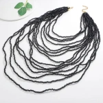 Κολιέ πολλών σειρών με μαύρες χάντρες-NE172 - Image 3