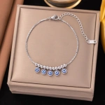 Βραχιόλι ατσάλι με μπλε ματάκια-BR297 - Image 3